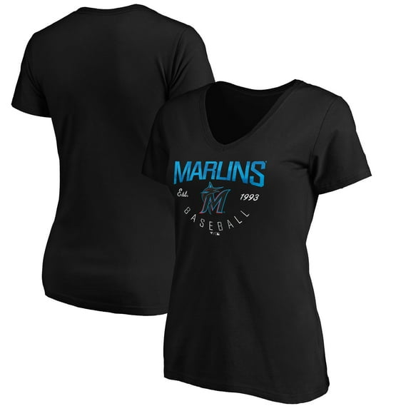 Women's Black Miami Marlins Core Live For It V-Neck T-Shirt