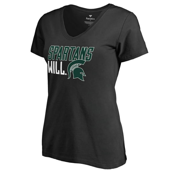 Women's Black Michigan State Spartans Hometown Collection Spartans Will V-Neck T-Shirt