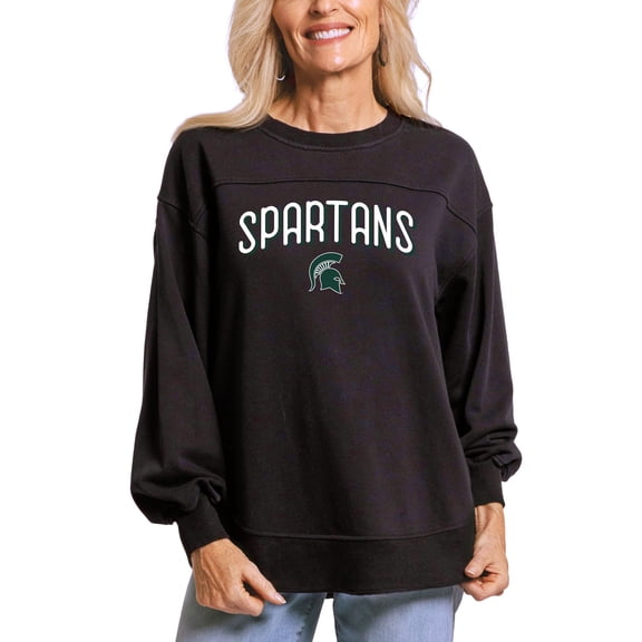 Women's Black Michigan State Spartans Yvette Pullover Sweatshirt