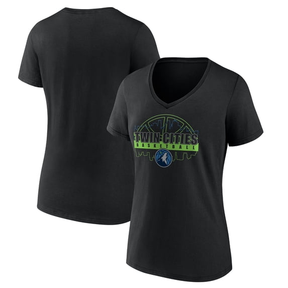 Women's Black Minnesota Timberwolves Core Hometown Launch V-Neck T-Shirt