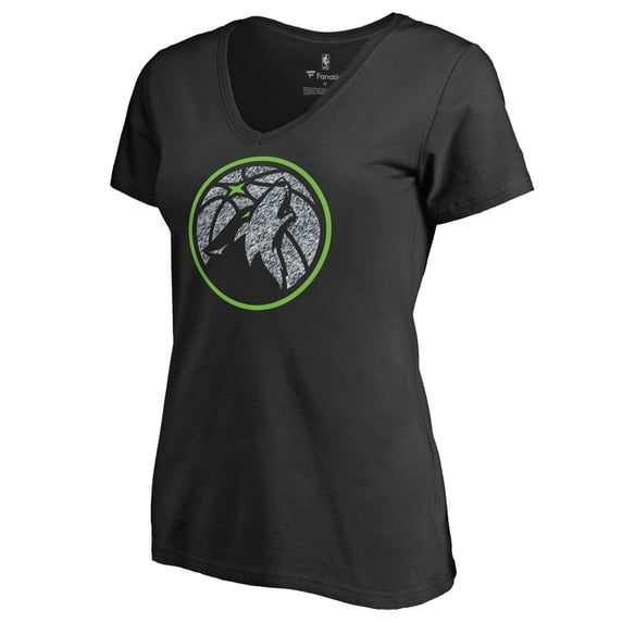 Women's Black Minnesota Timberwolves Static Logo V-Neck T-Shirt