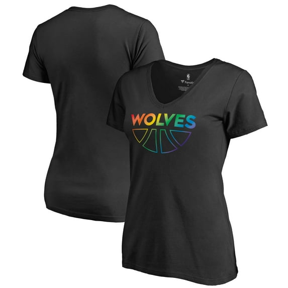 Women's Black Minnesota Timberwolves Team Pride Wordmark V-Neck T-Shirt