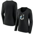 thumbnail image 1 of Women's Black Minnesota United FC Official Logo Long Sleeve V-Neck T-Shirt, 1 of 3