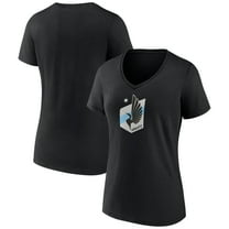 Women's Black Minnesota United FC Official Logo V-Neck T-Shirt