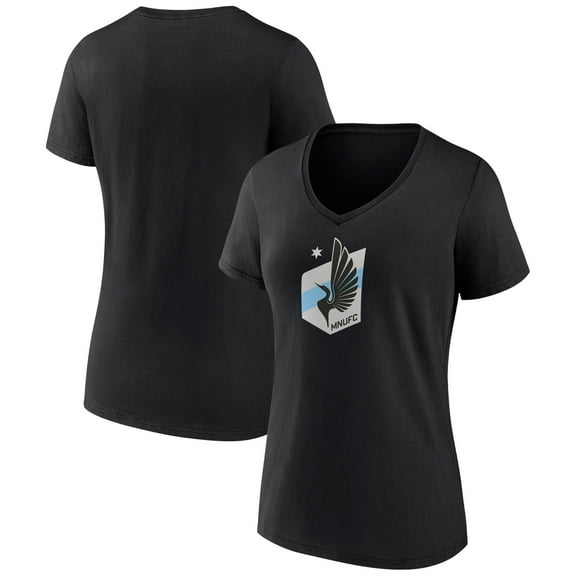 Women's Black Minnesota United FC Official Logo V-Neck T-Shirt