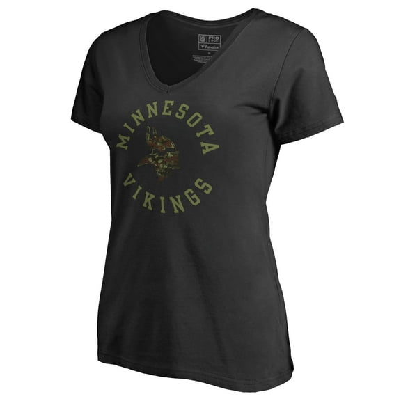 Women's Black Minnesota Vikings Camo Collection Liberty V-Neck T-Shirt