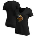 thumbnail image 1 of Women's Black Minnesota Vikings Midnight Mascot Logo V-Neck T-Shirt, 1 of 3