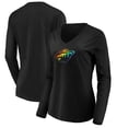 thumbnail image 1 of Women's Black Minnesota Wild Team Pride Logo Long Sleeve V-Neck T-Shirt, 1 of 3
