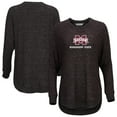 thumbnail image 1 of Women's  Black Mississippi State Bulldogs Oversized Cuddle Raglan Tri-Blend Pullover Sweatshirt, 1 of 3