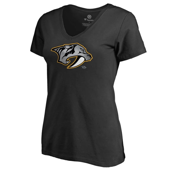 Women's Black Nashville Predators Core Smoke V-Neck T-Shirt