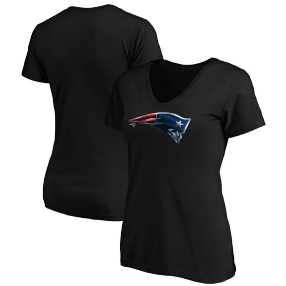Women's Black New England Patriots Midnight Mascot Logo V-Neck T-Shirt