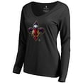thumbnail image 1 of Women's Black New Orleans Pelicans Midnight Mascot Long Sleeve V-Neck T-Shirt, 1 of 3