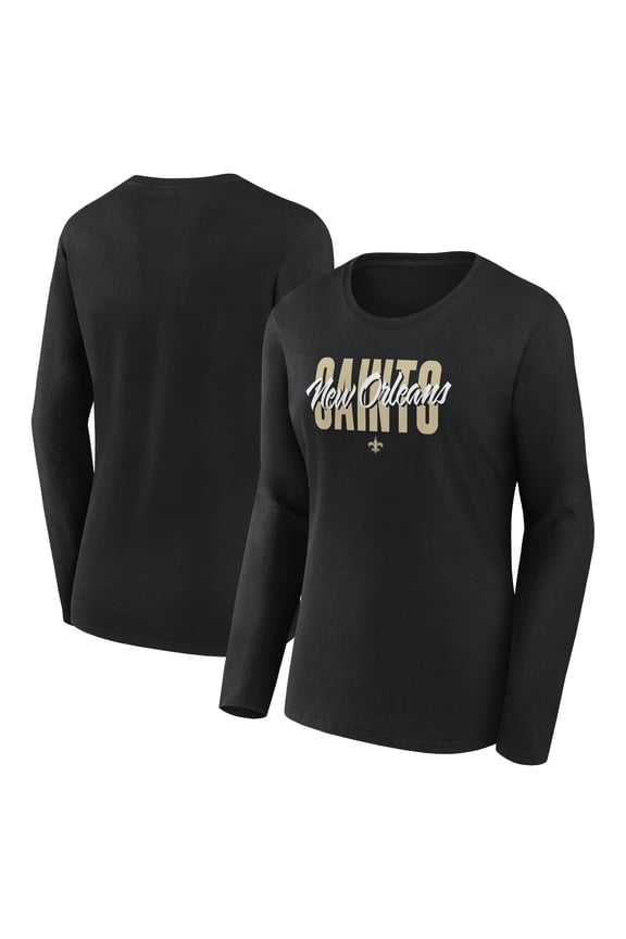 Women's Logo Athletic Black New Orleans Saints Grip Long Sleeve T-Shirt