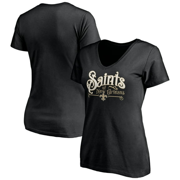 Women's Black New Orleans Saints Hometown Collection V-Neck T-Shirt