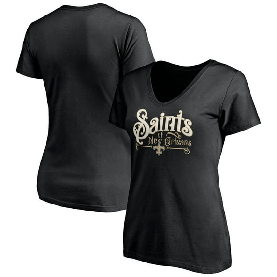 Women's Black New Orleans Saints Hometown Collection V-Neck T-Shirt