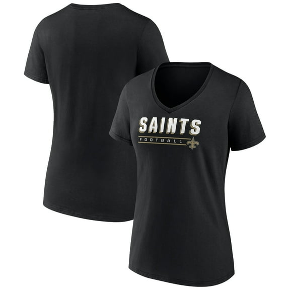 Women's Black New Orleans Saints Primary Play V-Neck T-Shirt
