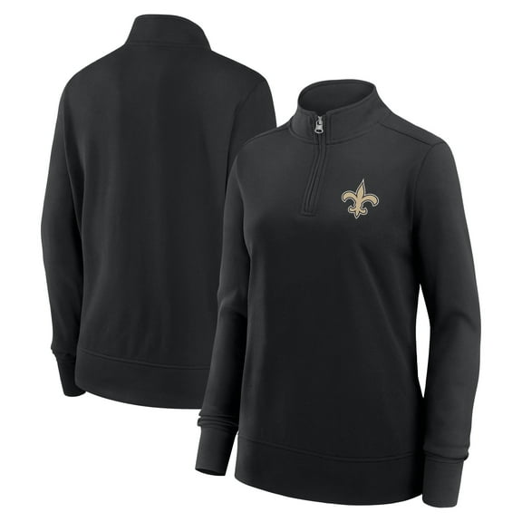 Women's Logo Athletic Black New Orleans Saints Velocity Quarter-Zip Jacket