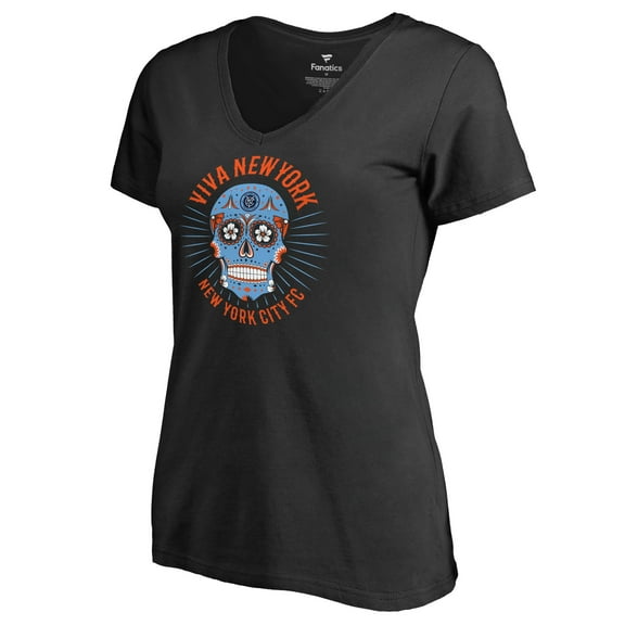 Women's Black New York City FC Hispanic Heritage Viva V-Neck T-Shirt