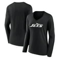 thumbnail image 1 of Women's Black New York Jets Primary Team Logo Long Sleeve V-Neck T-Shirt, 1 of 3