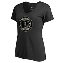 Women's Black New York Knicks Cloak Camo V-Neck T-Shirt