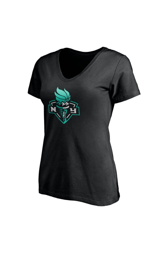 Women's Black New York Liberty Primary Logo V-Neck T-Shirt