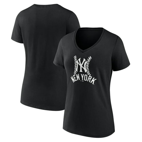 Women's Black New York Yankees Fastball V-Neck T-Shirt