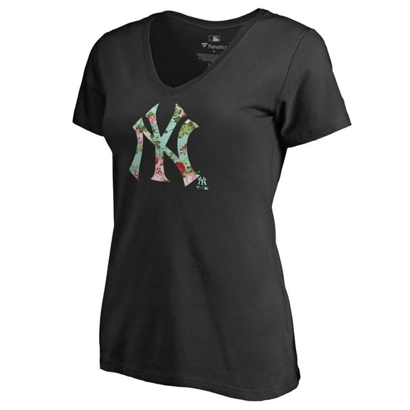 Women's Black New York Yankees Lovely V-Neck T-Shirt