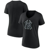 Women's Black New York Yankees Rough Diamond V-Neck T-Shirt
