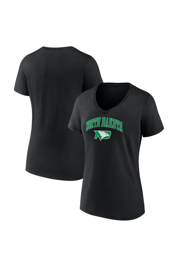 Women's Black North Dakota Campus V-Neck T-Shirt