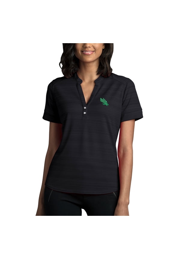 Women's Black North Texas Mean Green Strata Textured Henley Shirt