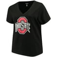 thumbnail image 1 of Women's Black Ohio State Buckeyes Plus Size Primary Logo V-Neck T-Shirt, 1 of 3