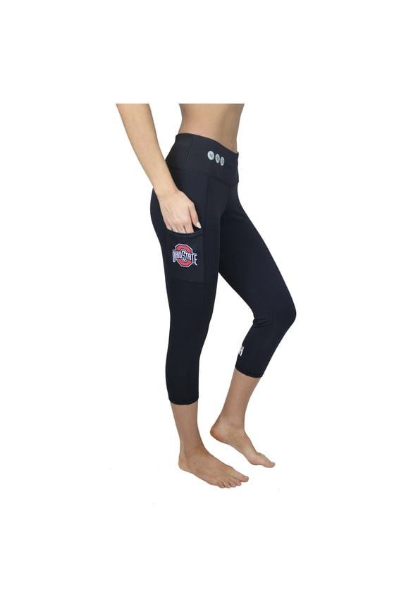Women's Black Ohio State Buckeyes Victory Phone Pocket Crop Leggings