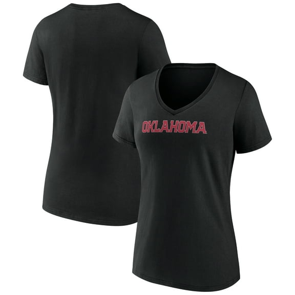 Women's Black Oklahoma Sooners Basic Arch V-Neck T-Shirt