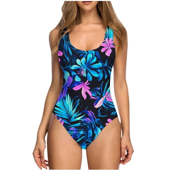 Women's Black One Piece Bathing Suit Ruched Tummy Control Swimsuit