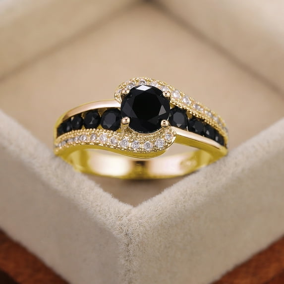 New Women's Black Onyx Engagement Ring