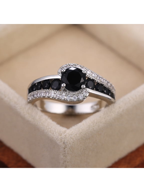 New Women's Black Onyx Engagement Ring