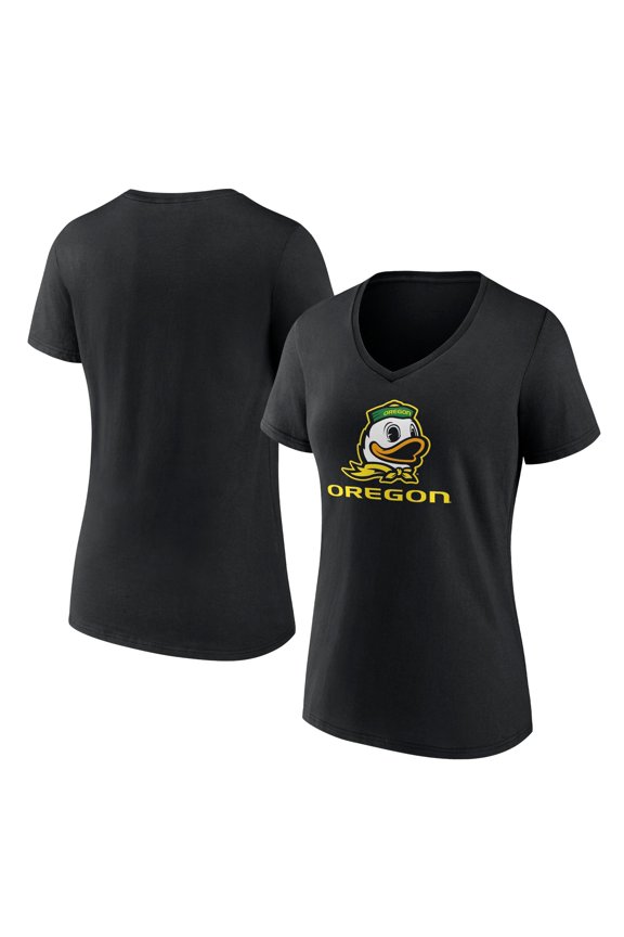 Women's Black Oregon Ducks Lockup Team V-Neck T-Shirt