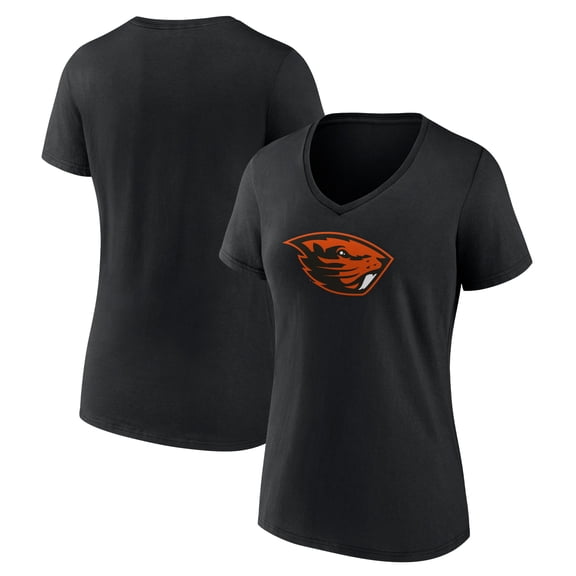 Women's Black Oregon State Beavers Team Logo V-Neck T-Shirt
