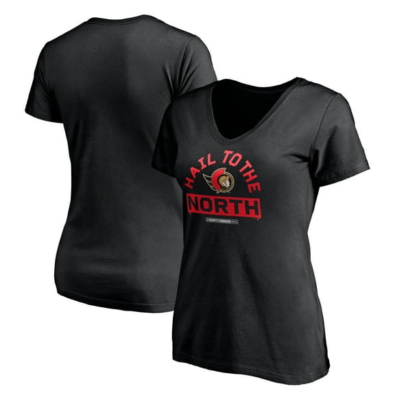 Women's Black Ottawa Senators Hail to the North V-Neck T-Shirt