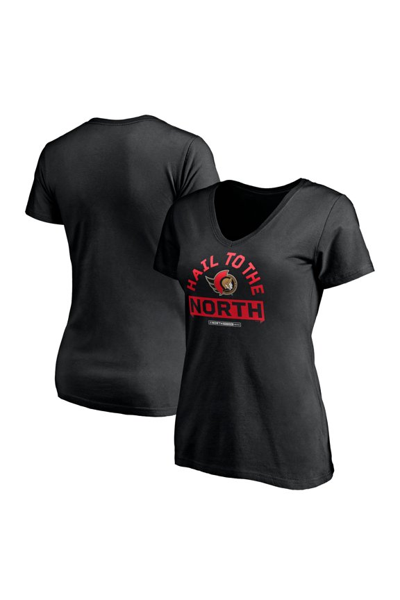 Women's Black Ottawa Senators Hail to the North V-Neck T-Shirt
