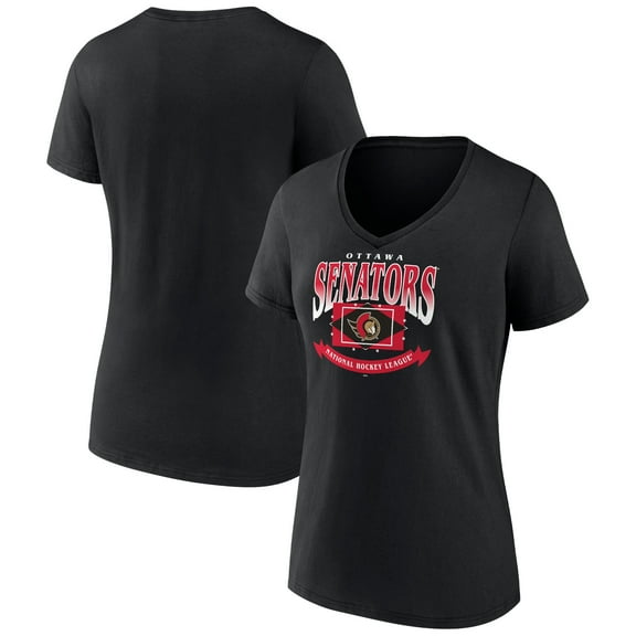 Women's Black Ottawa Senators Slapshot V-Neck T-Shirt