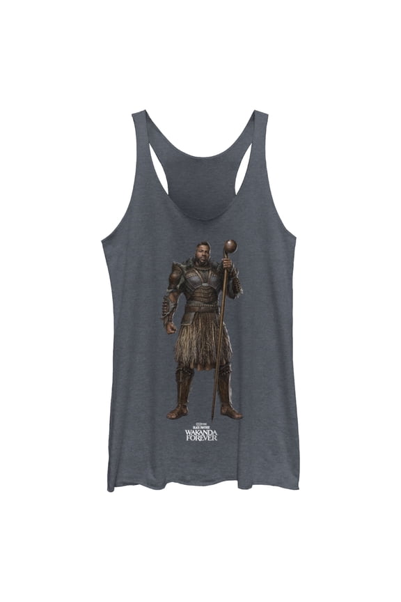 Women's Black Panther: Wakanda Forever Lord M'Baku Standing Tall Racerback Tank Top Navy Blue Heather Large