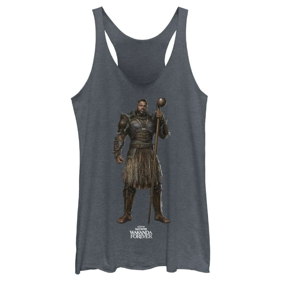 Women's Black Panther: Wakanda Forever Lord M'Baku Standing Tall Racerback Tank Top Navy Blue Heather Large
