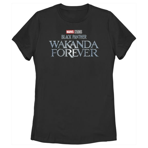 Women's Black Panther: Wakanda Forever Metallic Movie Logo  Graphic Tee Black Large