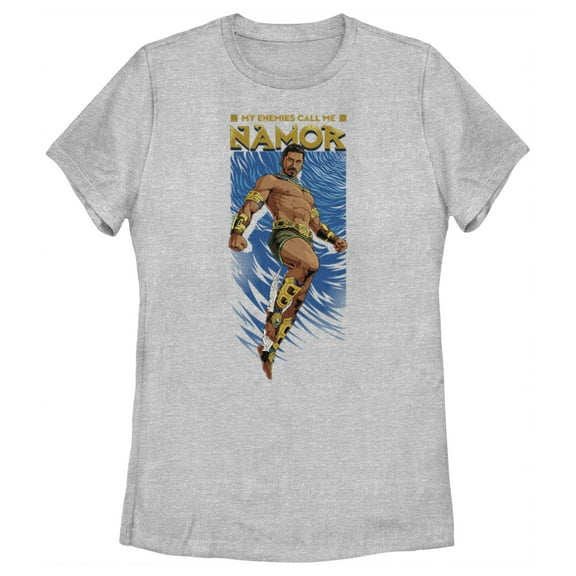 Women's Black Panther: Wakanda Forever My Enemies Call Me Namor Animated  Graphic Tee Athletic Heather Large