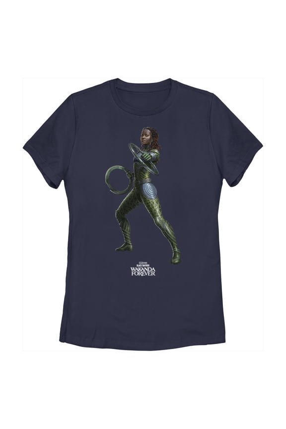 Women's Black Panther: Wakanda Forever Nakia Rings Graphic Tee Navy Blue Small