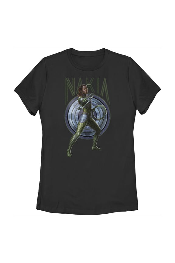 Women's Black Panther: Wakanda Forever Nakia Shield Graphic Tee Black Medium