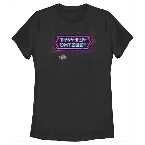 Women's Black Panther: Wakanda Forever Neon Symbols Graphic Tee Black Large