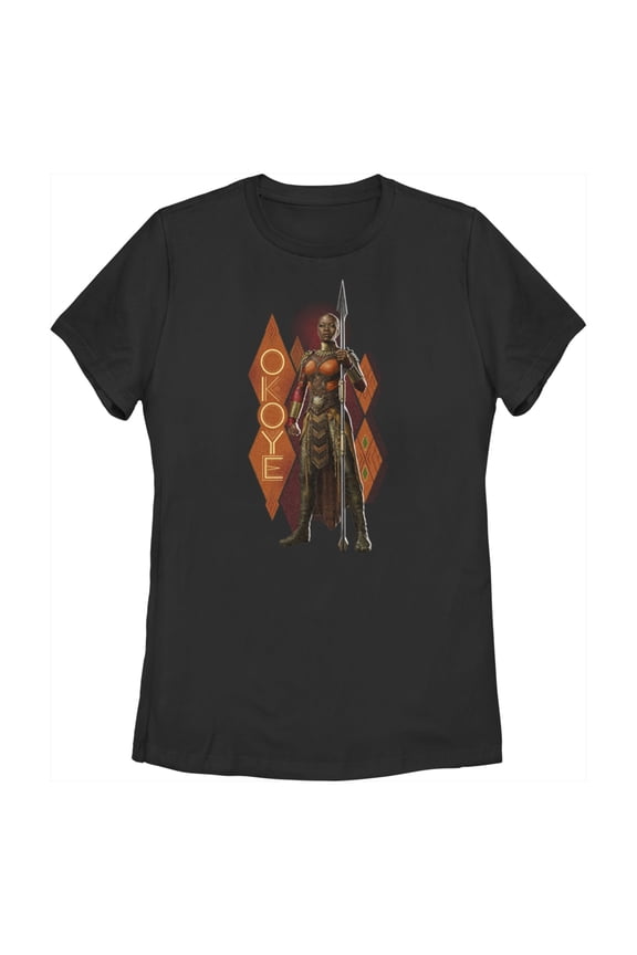 Women's Black Panther: Wakanda Forever Okoye Pattern Graphic Tee Black Medium