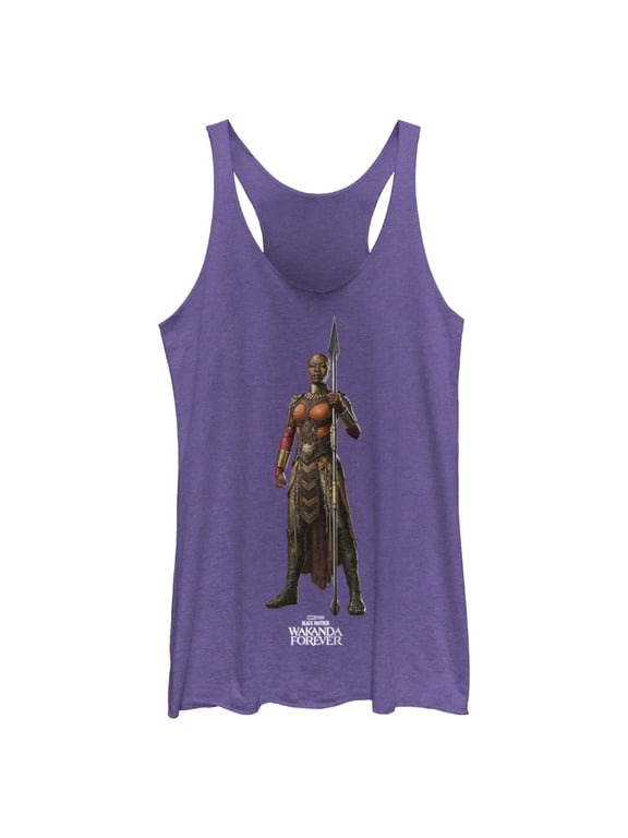 Women's Black Panther: Wakanda Forever Okoye Standing Tall Racerback Tank Top Purple Heather Large